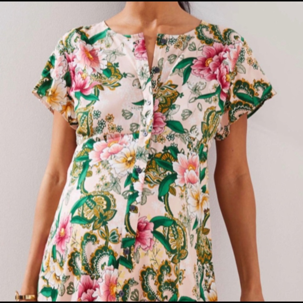 Loft Maternity Dress: Pink Floral, Size 4